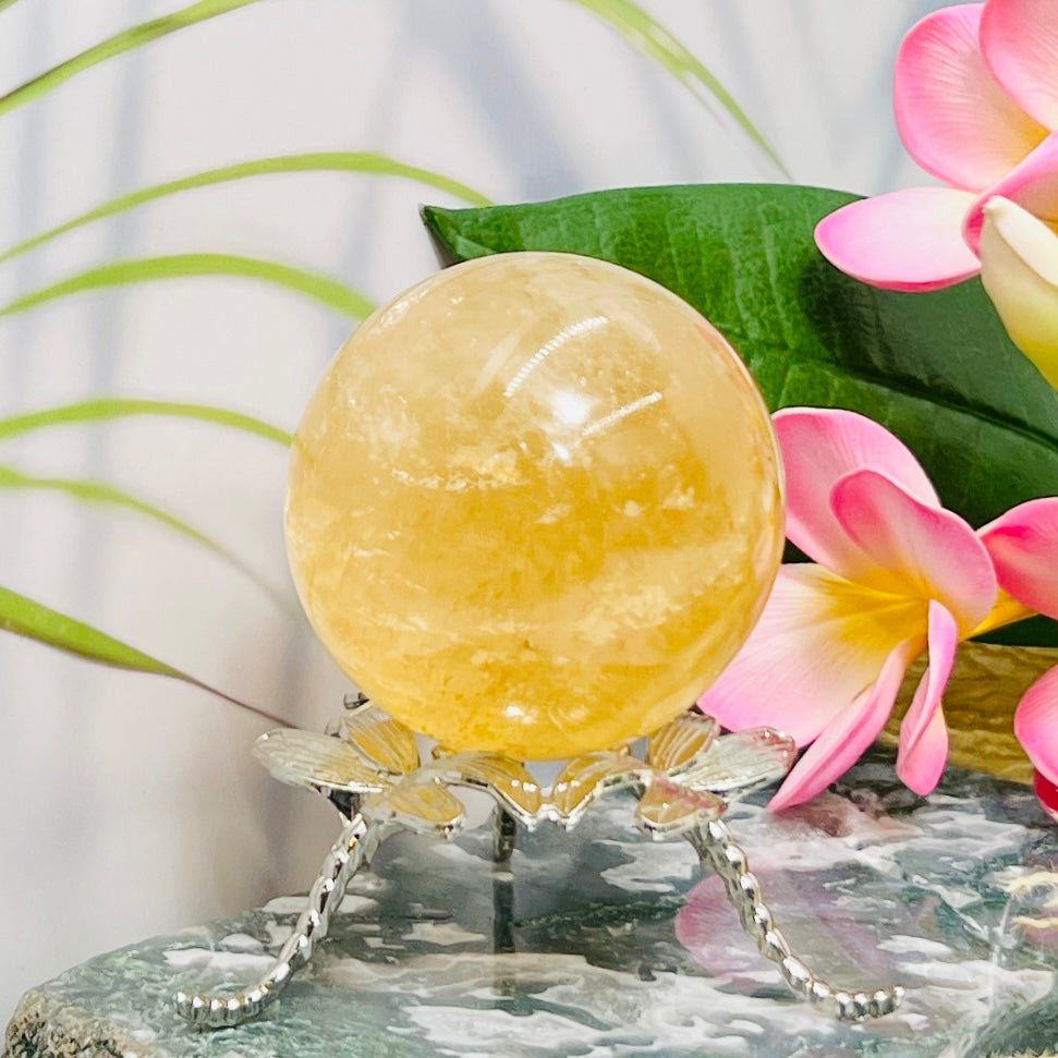 Honey Calcite Sphere Healing Crystal Ball 500g 70mm