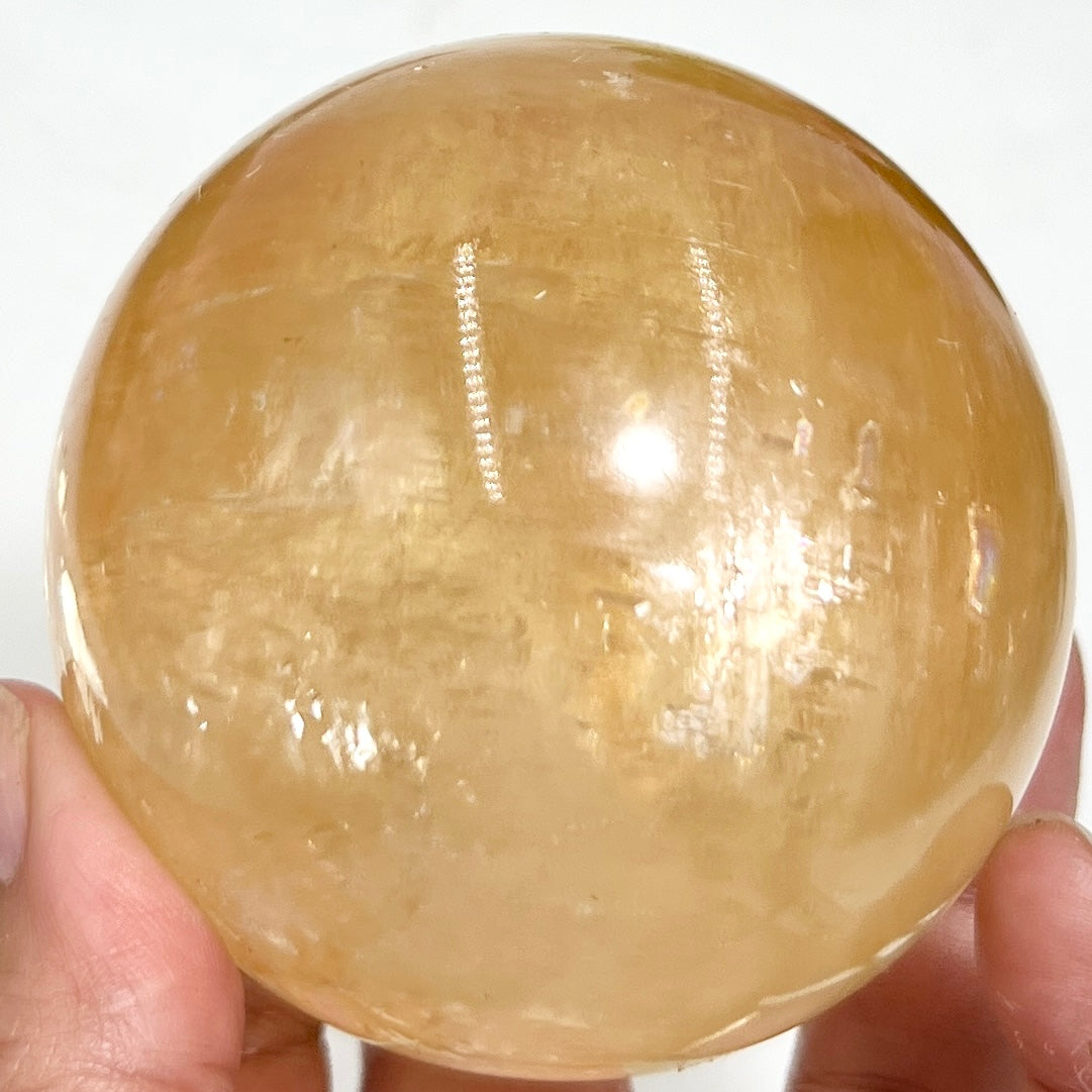 Honey Calcite Sphere Healing Crystal Ball 500g 70mm