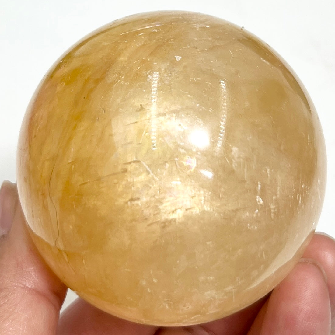 Honey Calcite Sphere Healing Crystal Ball 484g 69mm