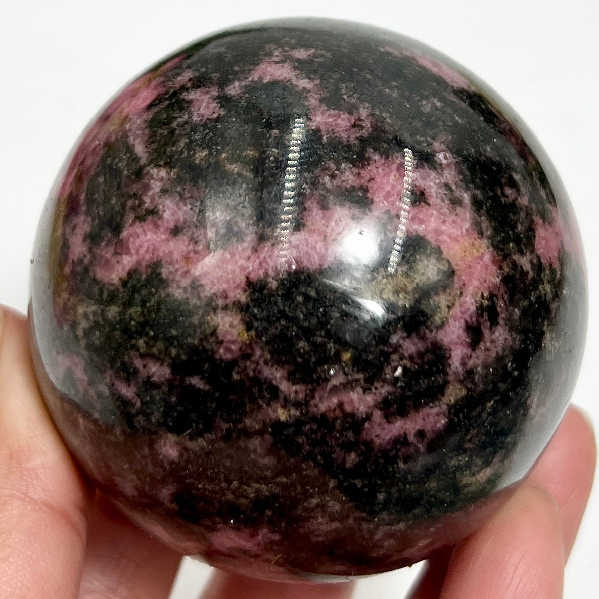 Rhodonite Sphere Healing Crystal Ball 562g 66mm