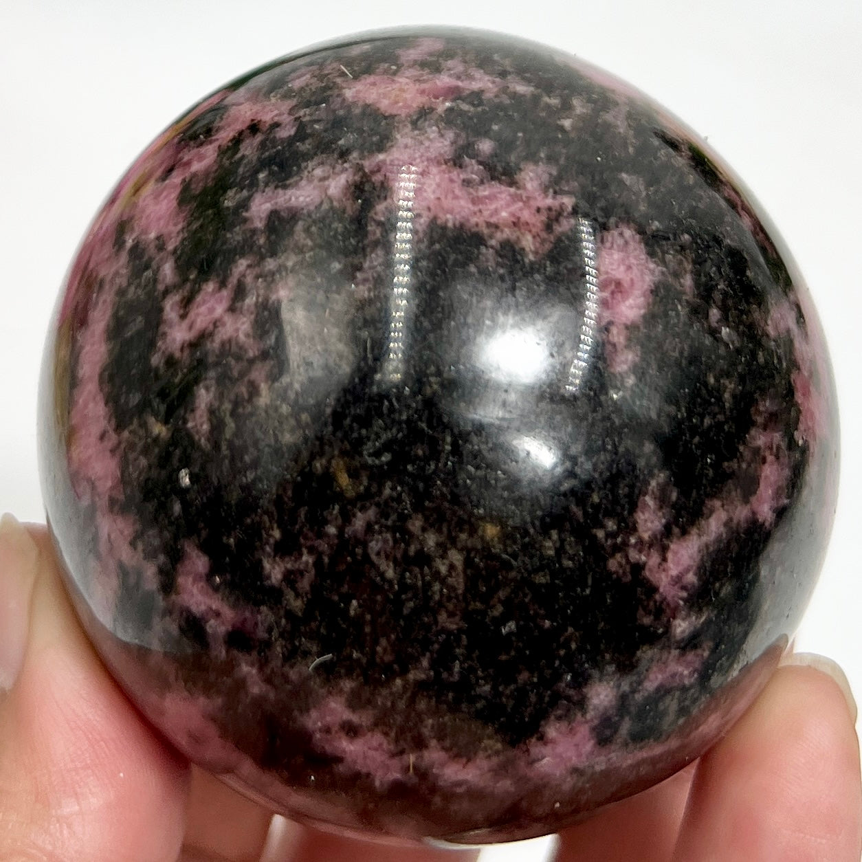 Rhodonite Sphere Healing Crystal Ball 562g 66mm