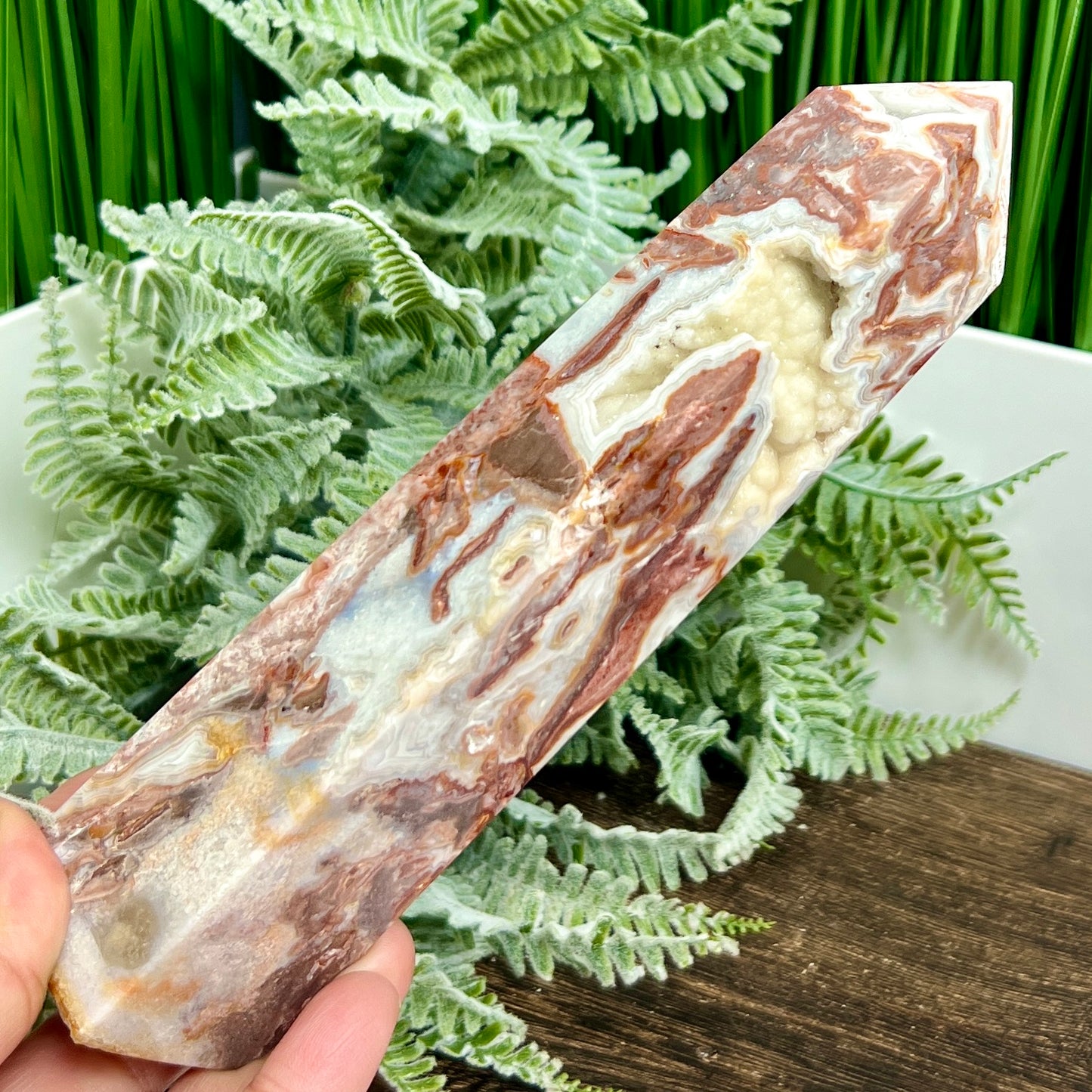 Mexican Crazy Lace Agate Tower Healing Crystal Generator 420g 180mm