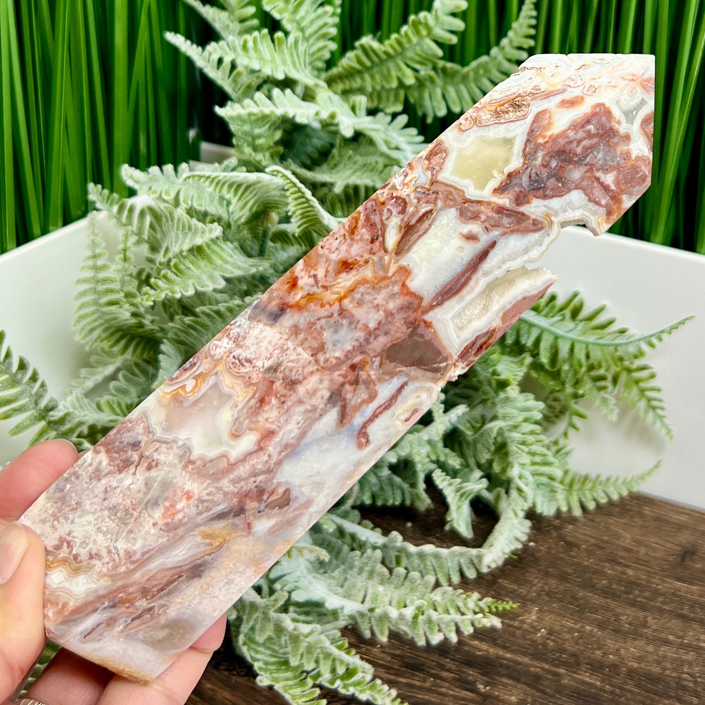 Mexican Crazy Lace Agate Tower Healing Crystal Generator 420g 180mm