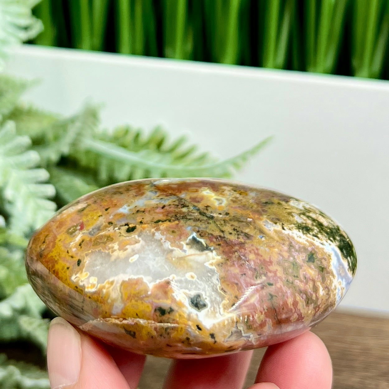 Bubble Ocean Sea Jasper Heart Crystal Carving 214g