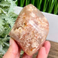 Flower Agate Flame Healing Crystal Carving 486g