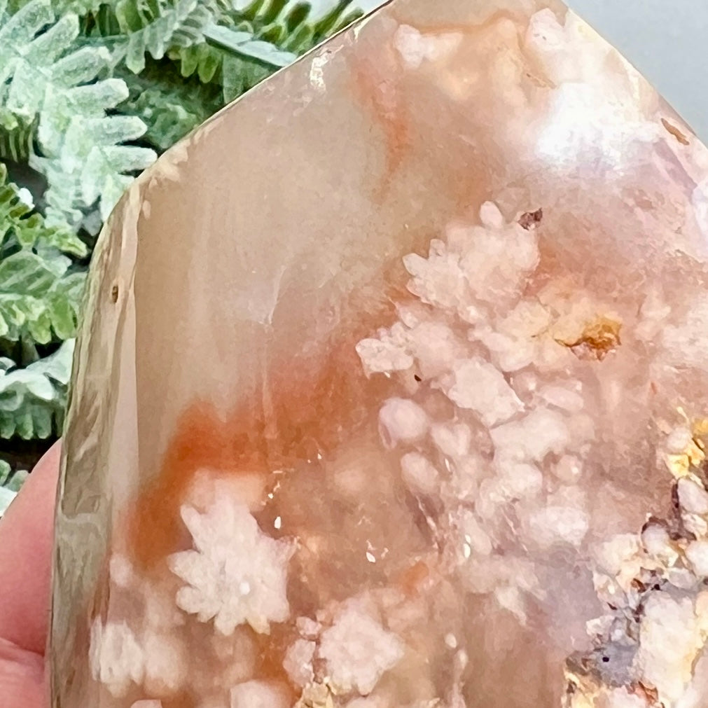 Flower Agate Flame Healing Crystal Carving 486g