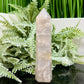 Blue Rose Quartz with Golden Healer Tower Crystal Generator 158g 126mm