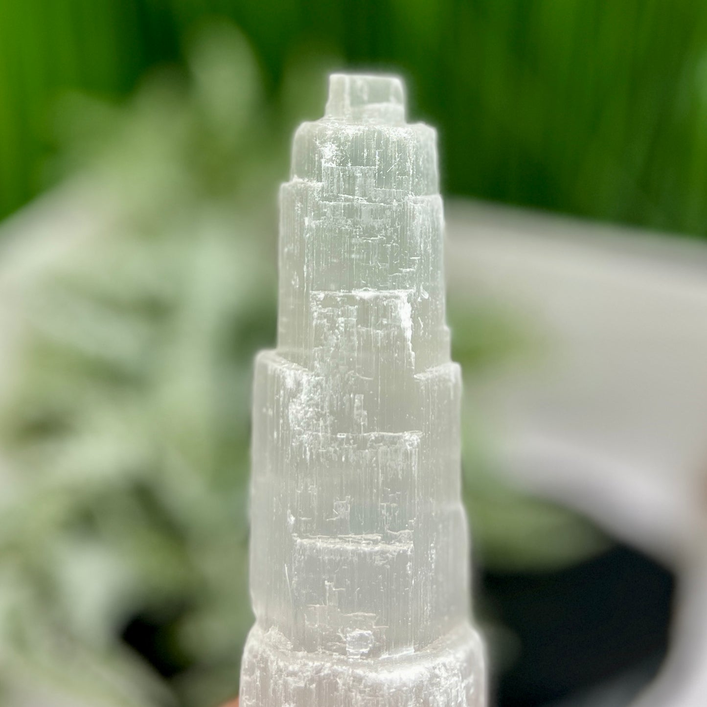 Satin Spar Selenite Tower Crystal Generator Morocco 1025g 252mm