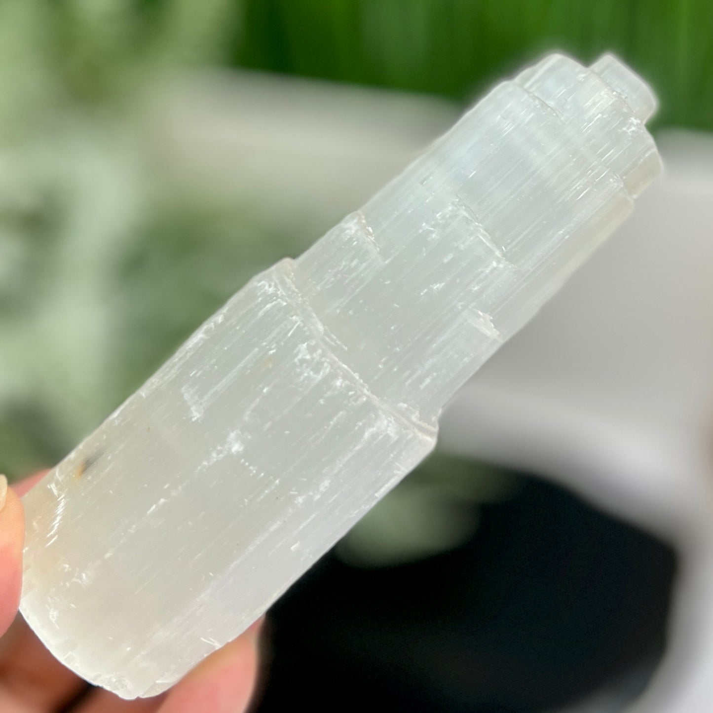 Satin Spar Selenite Tower Crystal Generator Morocco 430g 147mm