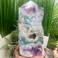 Moss Agate with Amethyst Unique Tower Crystal Generator 4544g 10lbs