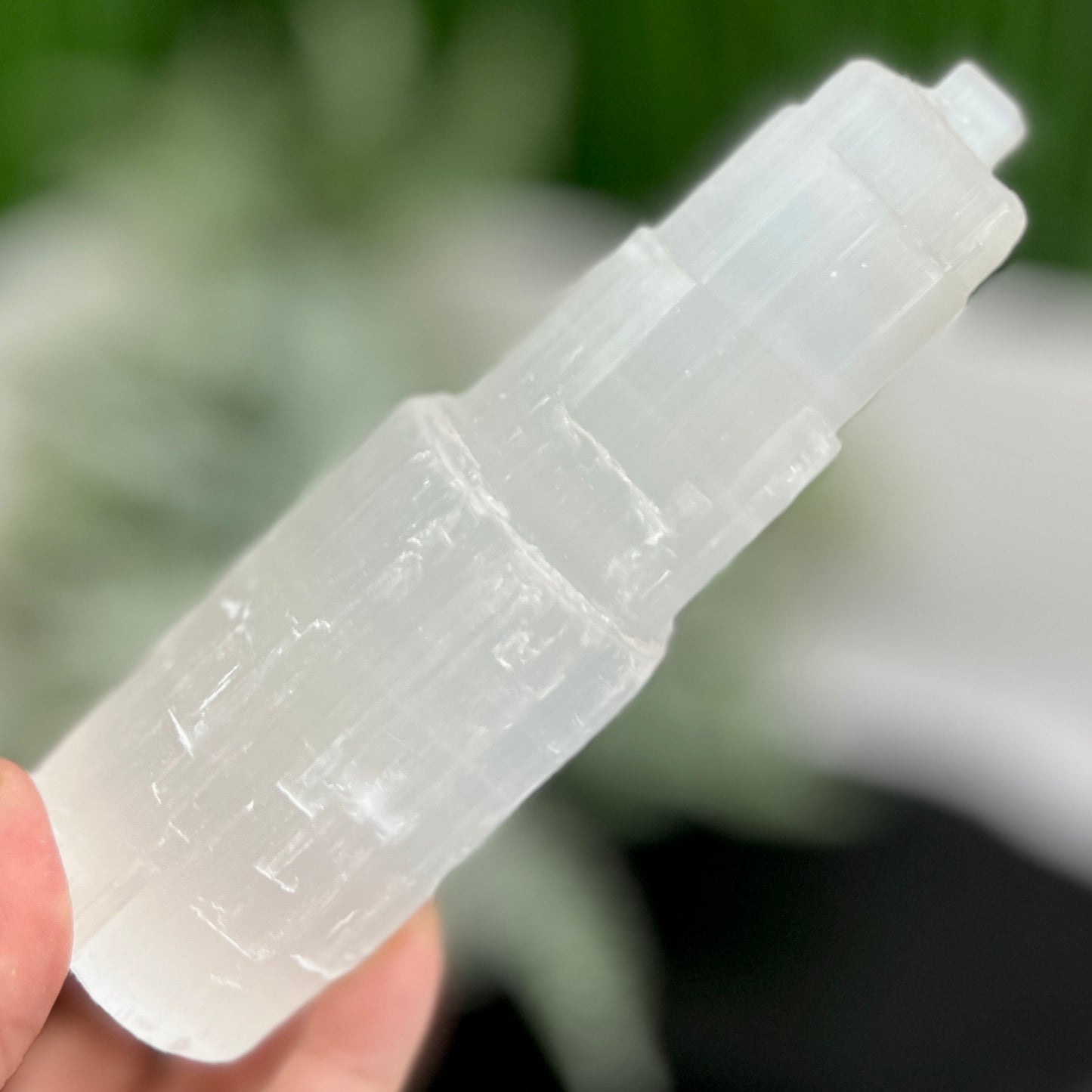 Satin Spar Selenite Tower Crystal Generator Morocco 378g 147mm