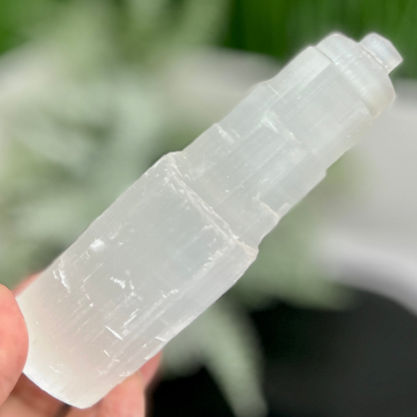 Satin Spar Selenite Tower Crystal Generator Morocco 378g 147mm