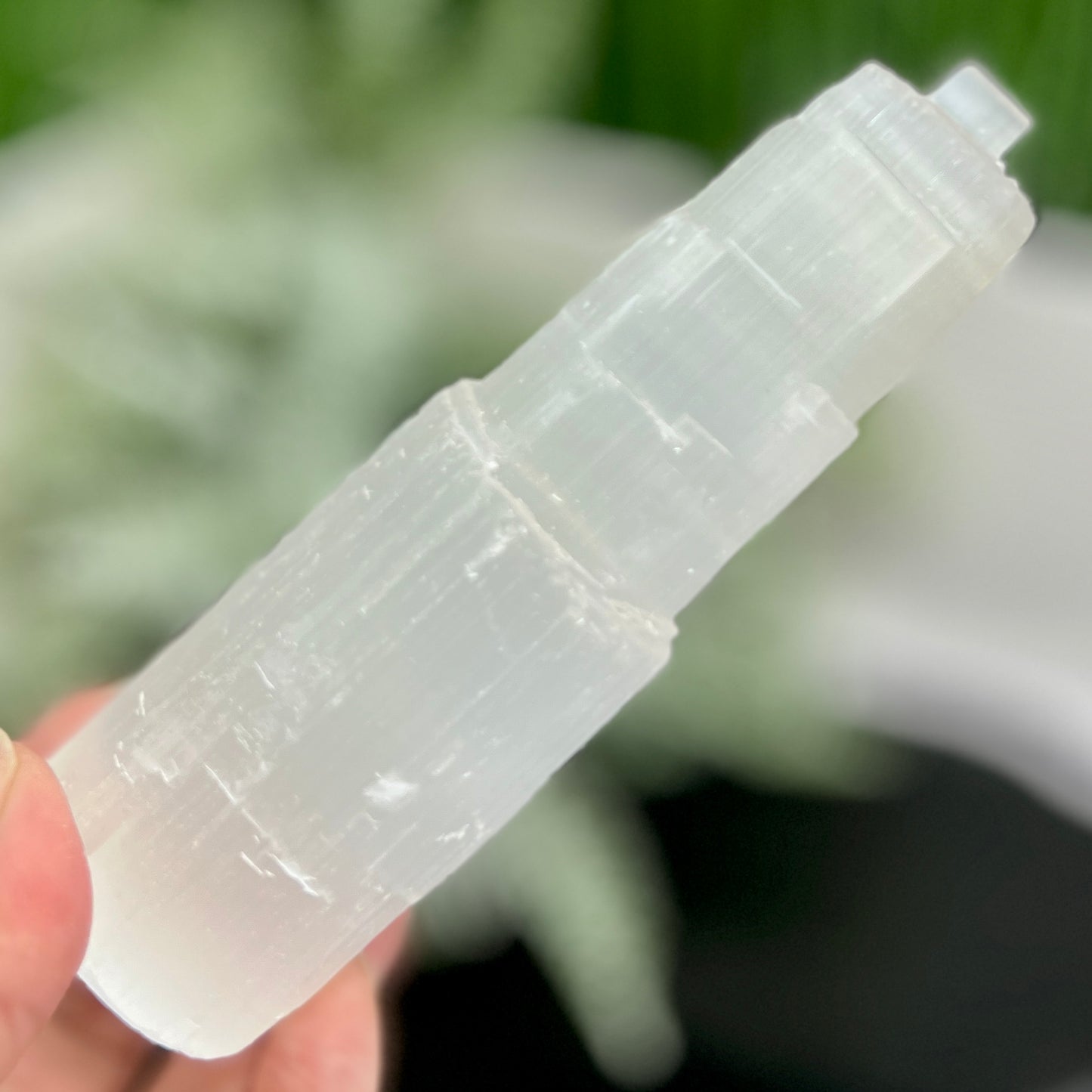 Satin Spar Selenite Tower Crystal Generator Morocco 378g 147mm