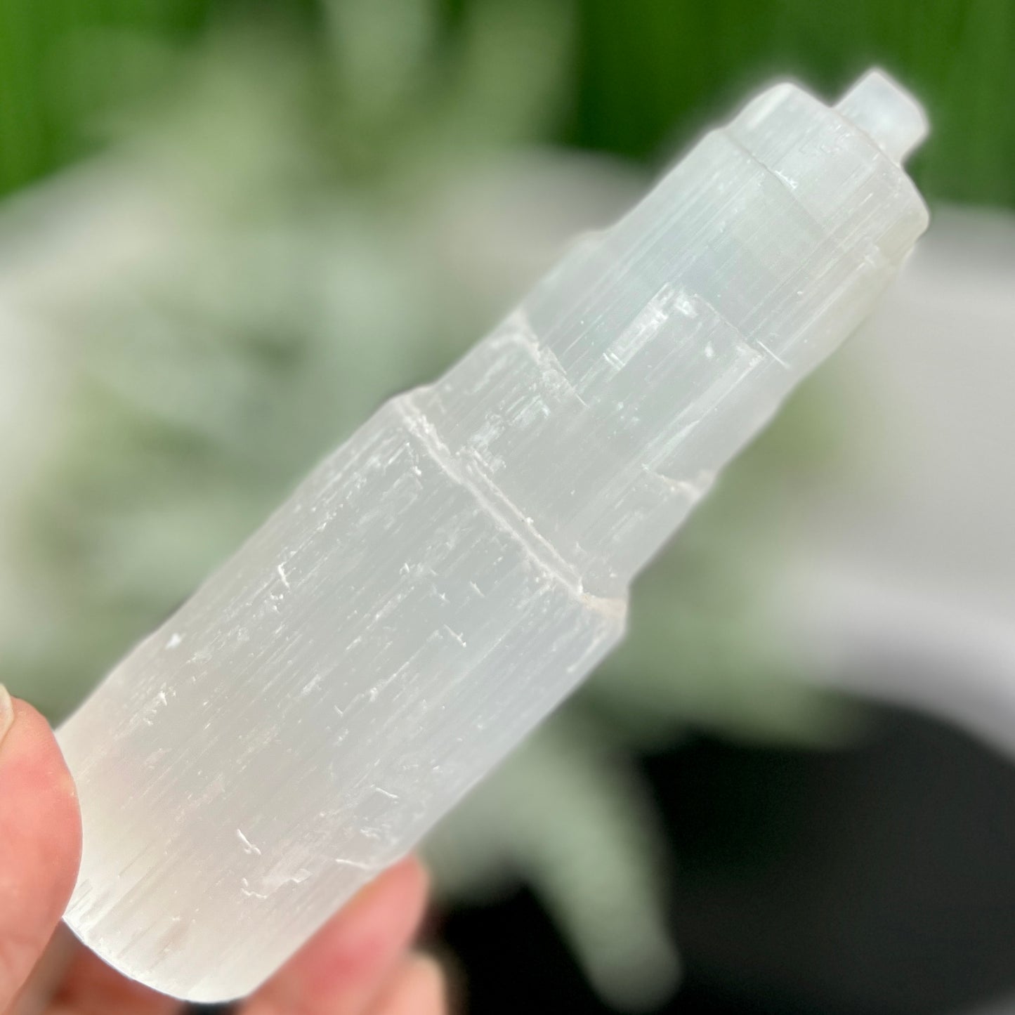 Satin Spar Selenite Tower Crystal Generator Morocco 378g 147mm