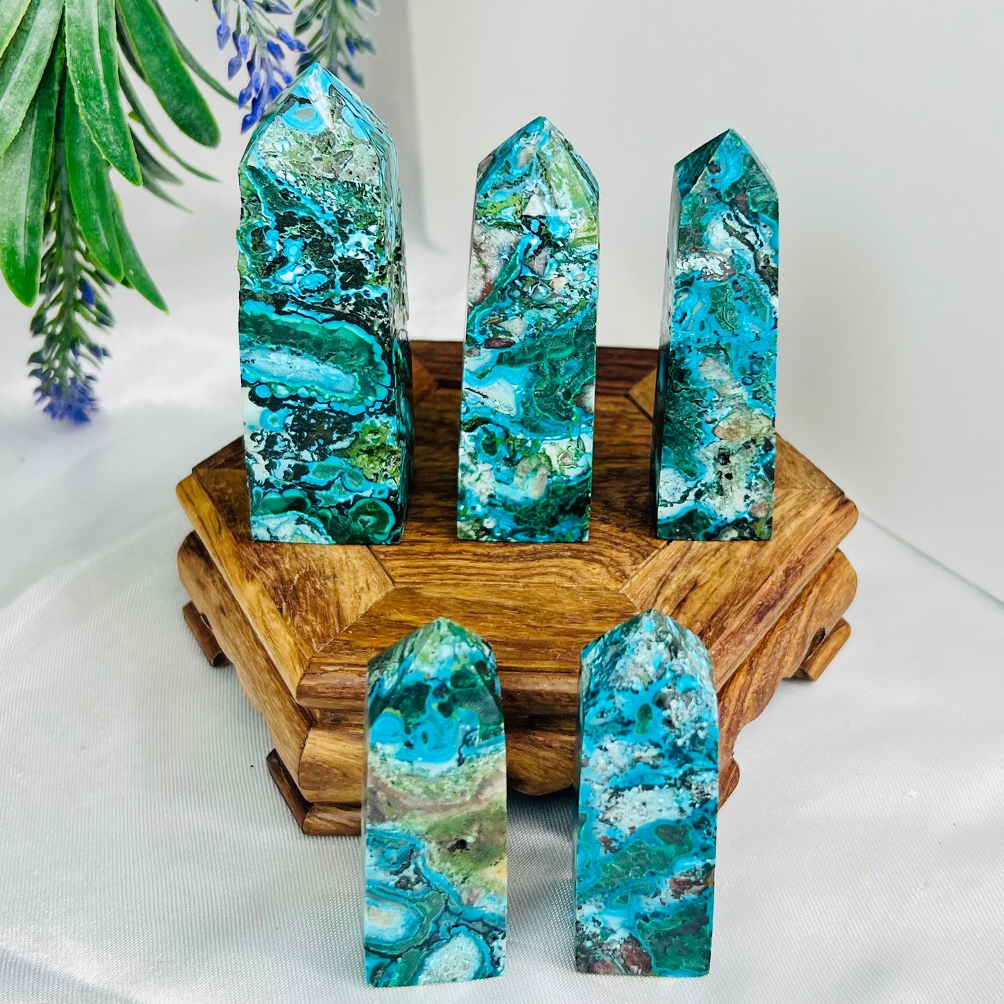 Chrysocolla Malachite Points Towers Crystal Generators