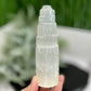 Satin Spar Selenite Tower Crystal Generator Morocco 388g 148mm