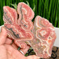 Rhodochrosite With Pyrite Slice Specimen Slab with Stand 580g