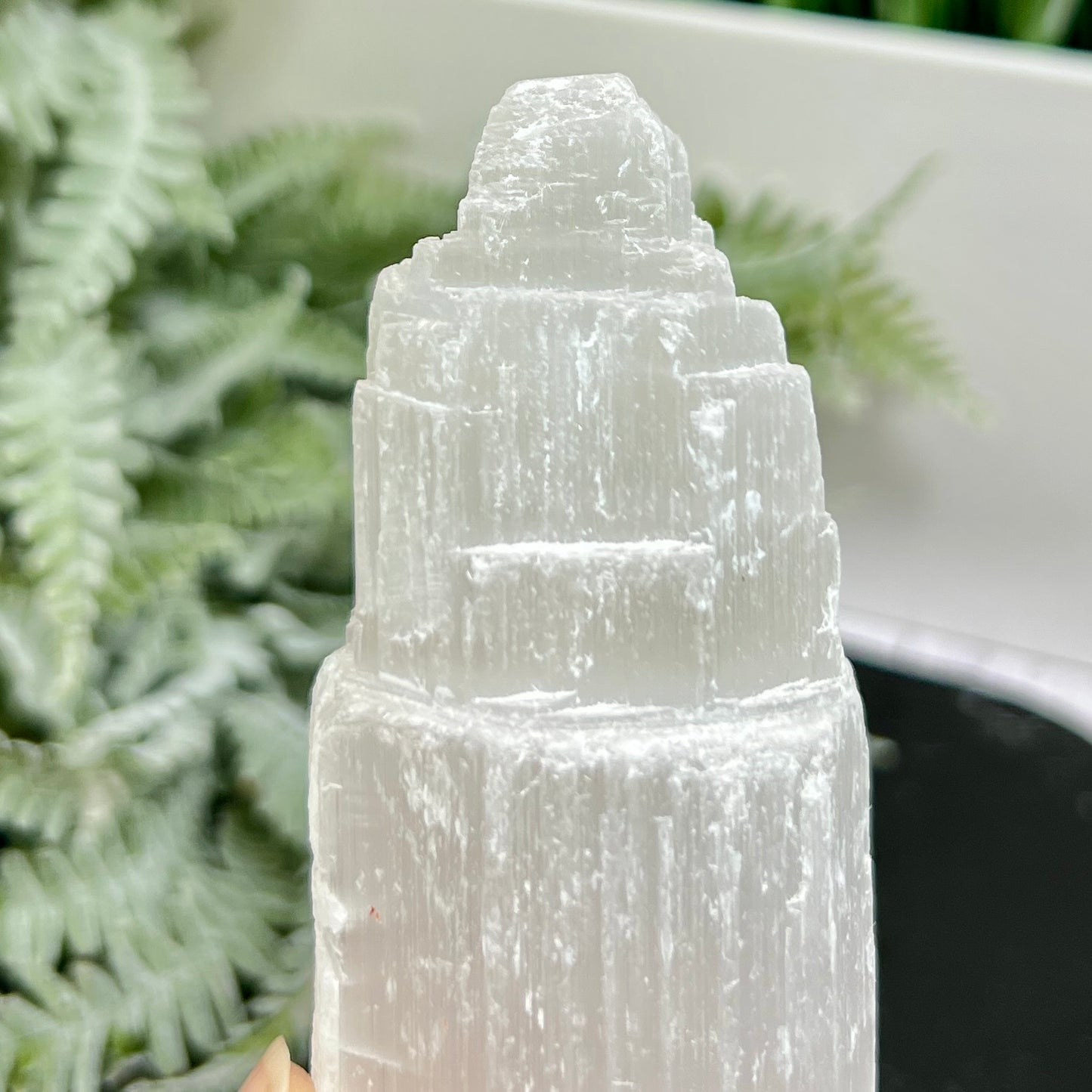 Satin Spar Selenite Tower Crystal Generator Morocco 240g 99mm