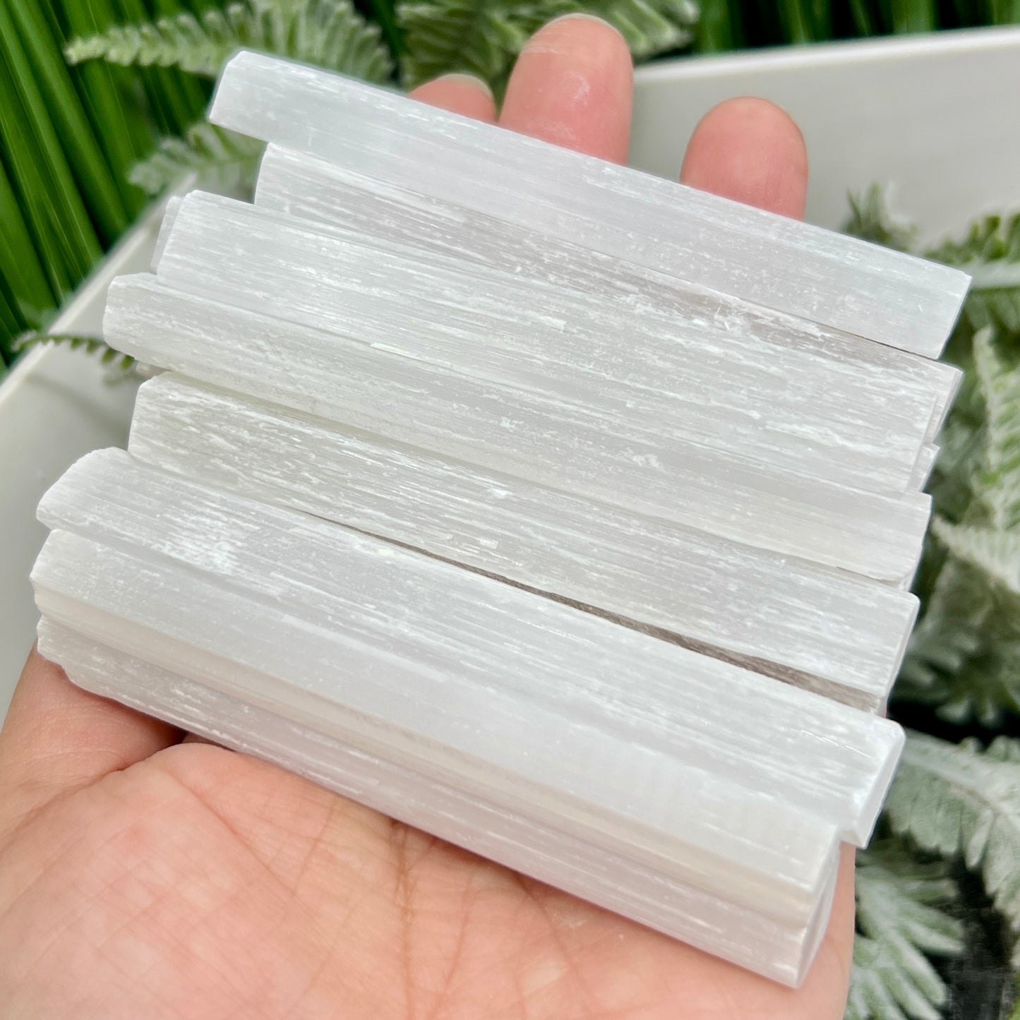 Satin Spar Selenite Raw Sticks Wands Healing Crystal 12 Pieces 430g 9-10cm