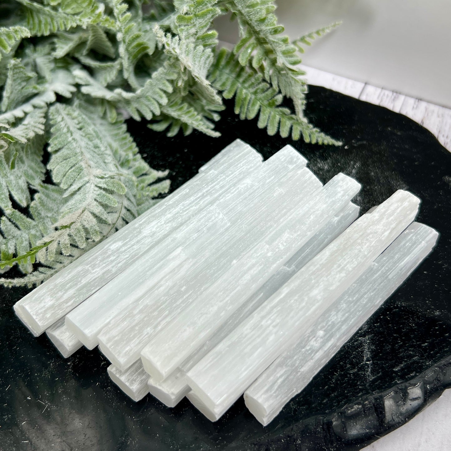 Satin Spar Selenite Raw Sticks Wands Healing Crystal 12 Pieces 430g 9-10cm