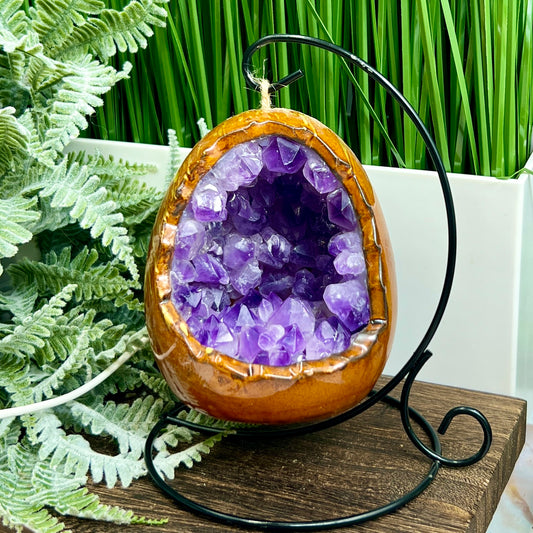 Amethyst Light Lamp with Stand Healing Crystal Carving