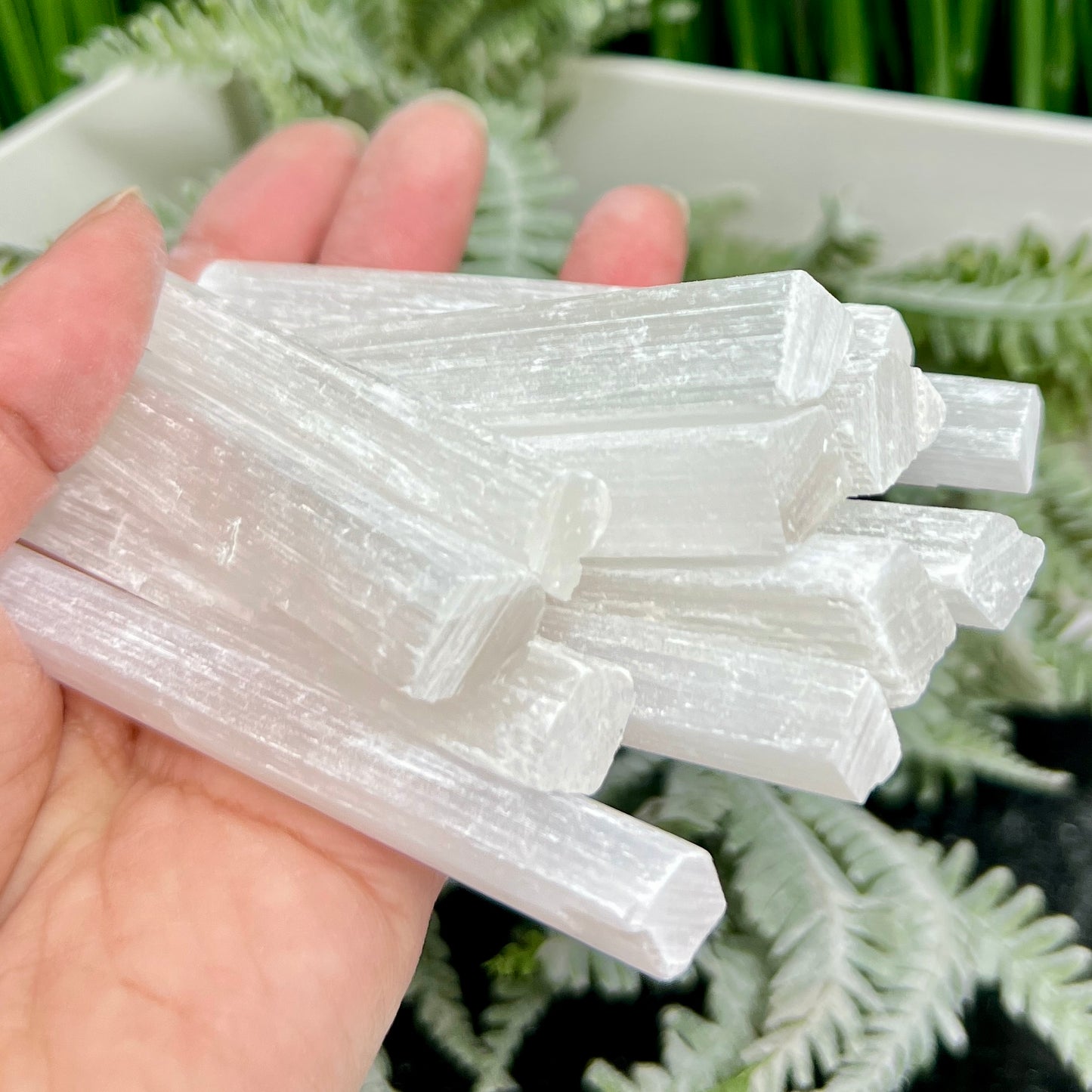 Satin Spar Selenite Raw Sticks Wands Healing Crystal 12 Pieces 430g 9-10cm