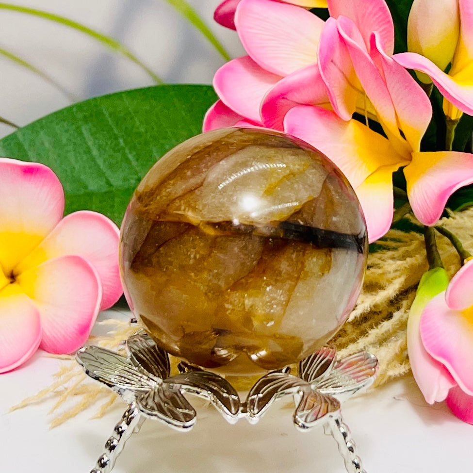 Golden Healer Quartz Sphere Healing Crystal Ball 332g 61mm