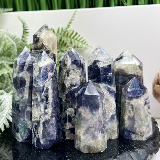 Purple Green Lepidolite Smoky Quartz Points Towers Crystal Generators