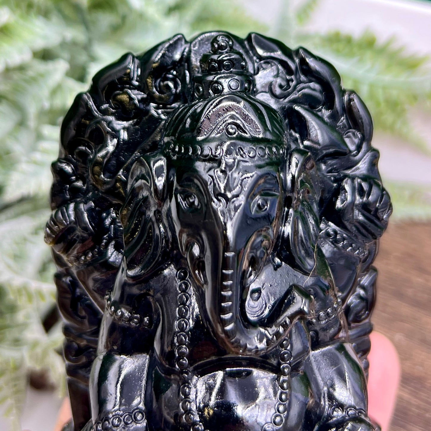 Golden Sheen Obsidian Ganesha Hand Carved Healing Crystal Carving 602g