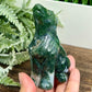 Moss Agate with Quartz Howling Wolf Healing Crystal Animal Carving 248g