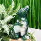 Moss Agate with Quartz Howling Wolf Healing Crystal Animal Carving 253g