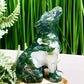 Moss Agate with Quartz Howling Wolf Healing Crystal Animal Carving 253g