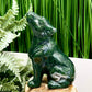 Moss Agate with Quartz Howling Wolf Healing Crystal Animal Carving 253g