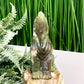 Moss Agate with Quartz Howling Wolf Healing Crystal Animal Carving 326g