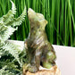 Moss Agate with Quartz Howling Wolf Healing Crystal Animal Carving 326g