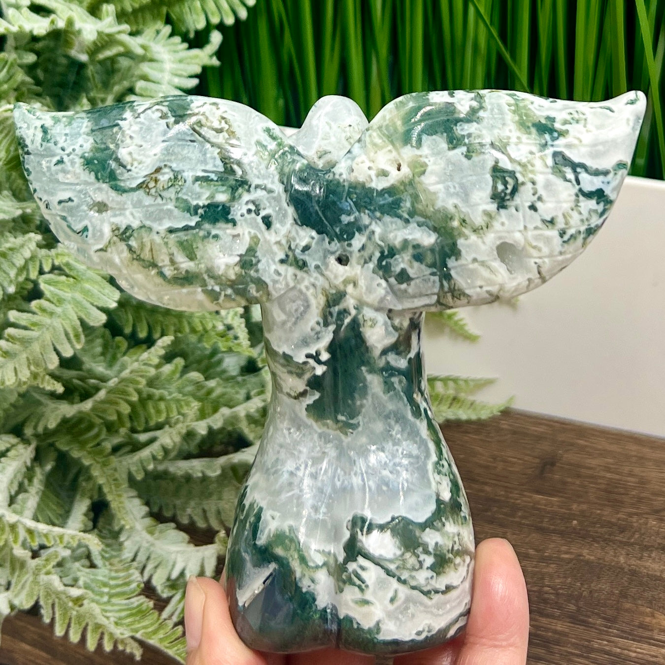 Tree Agate Goddess Angel Female Torso with Wings Crystal 438g