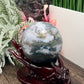 Moss Agate Green Blue Sphere Healing Crystal Ball 356g 63mm