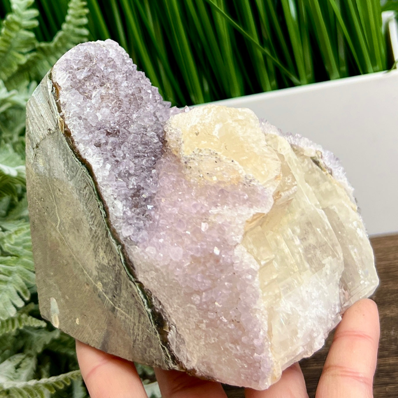 Amethyst Calcite Geode Cluster Natural Healing Crystal Specimen 1218g