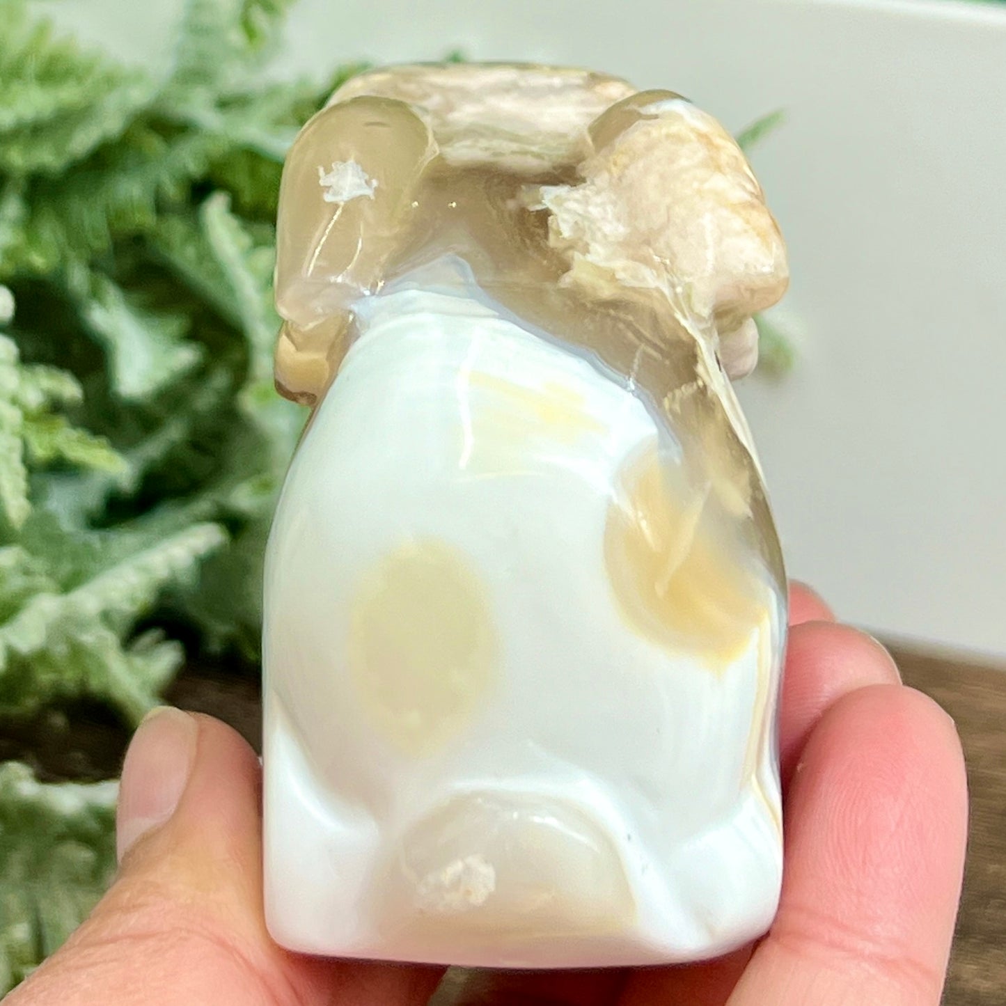 Flower Agate Bunny Rabbit Healing Crystal Animal Carving 314g