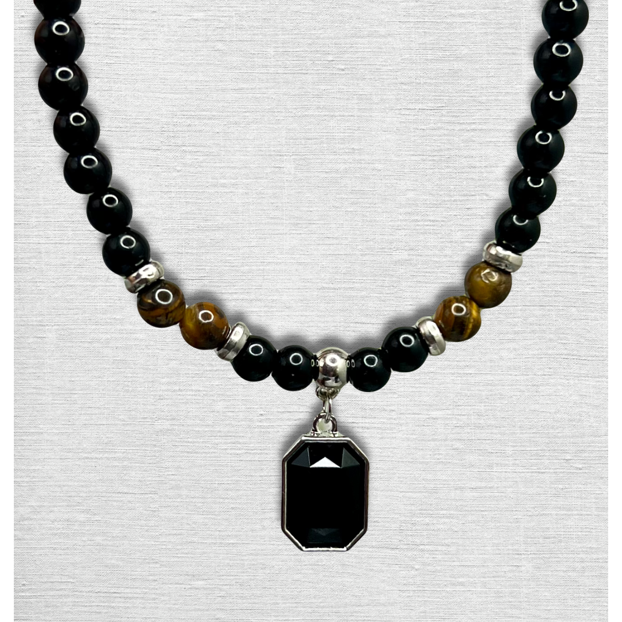 Tigers Eye Black Obsidian Necklace Grounding Wearable Crystal Australian Seller