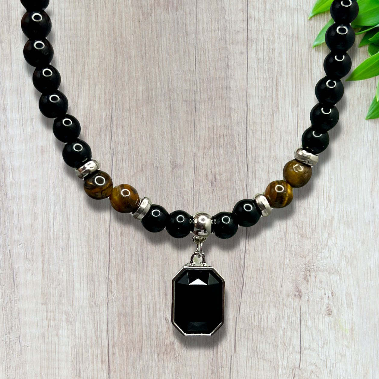 Tigers Eye Black Obsidian Necklace Grounding Wearable Crystal Australian Seller