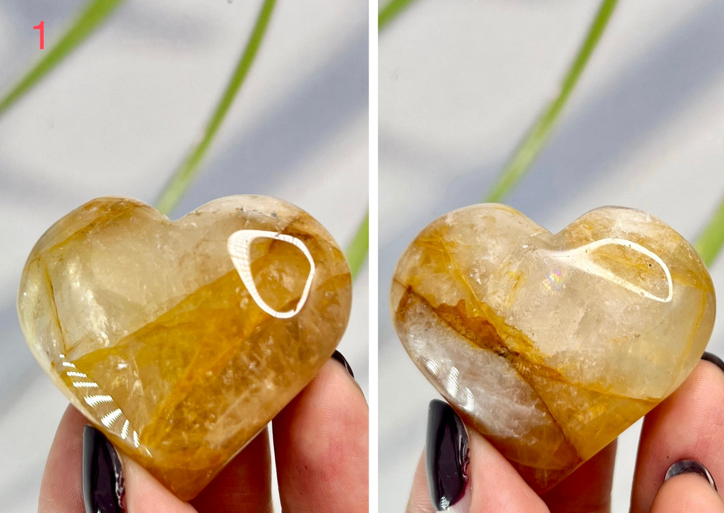 Golden Healer Quartz Hearts Crystal Carvings