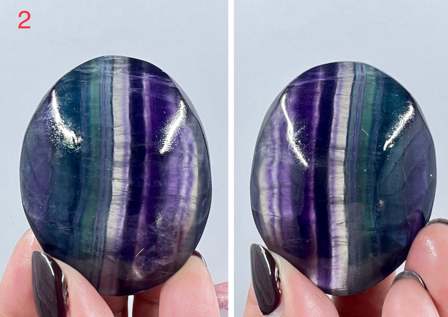 Rainbow Fluorite Palm Stone Crystal Healing Natural Worry Meditation Gemstone