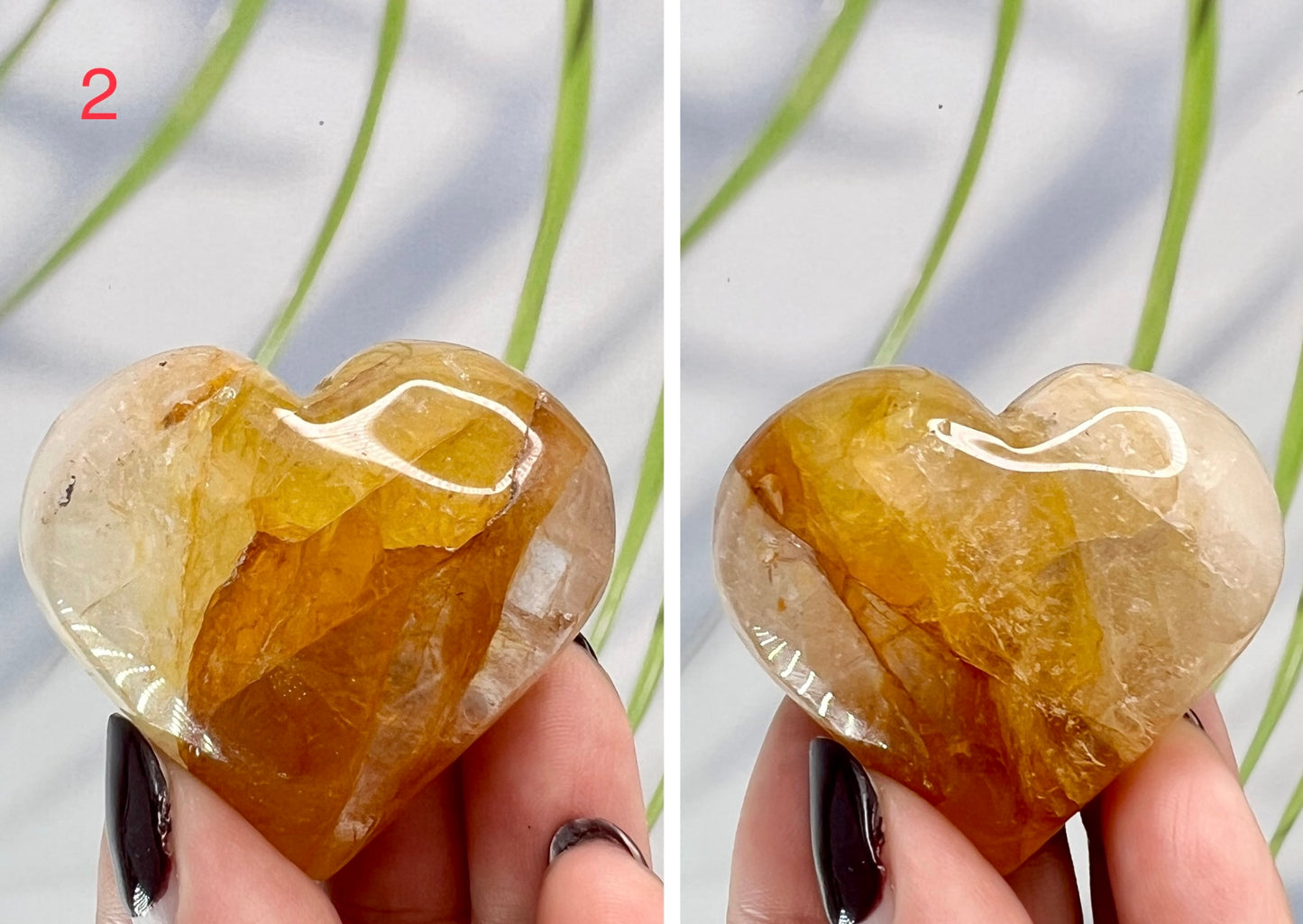 Golden Healer Quartz Hearts Crystal Carvings