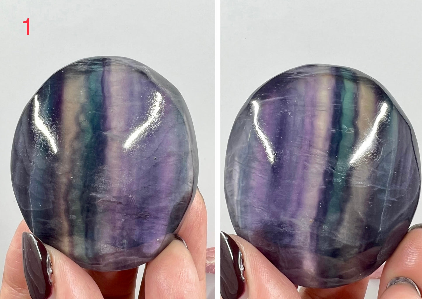 Rainbow Fluorite Palm Stone Crystal Healing Natural Worry Meditation Gemstone