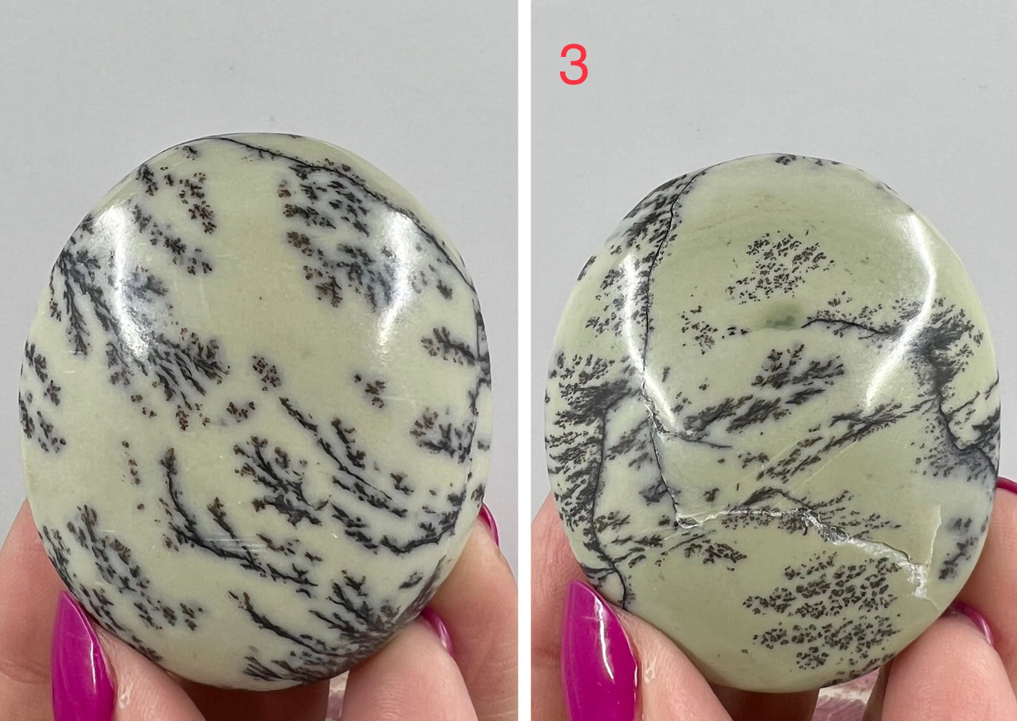 Dendritic Jasper Palm Stone Reiki Worry Natural Meditation Crystal