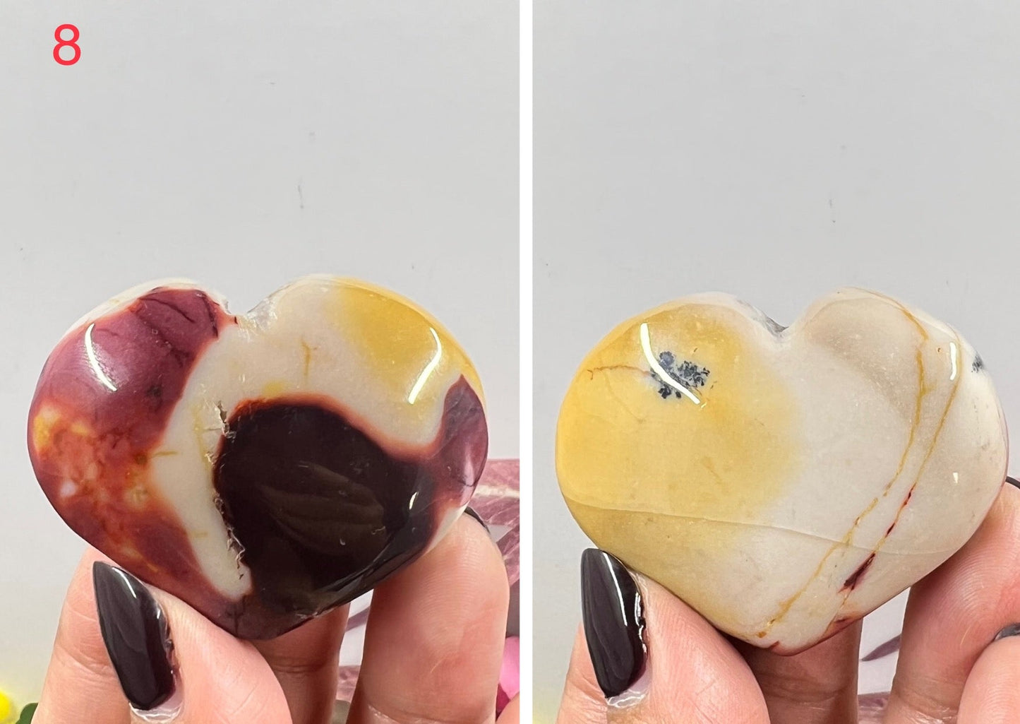 Natural Mookaite Jasper Love Heart Australian Gemstone Carved Crystal