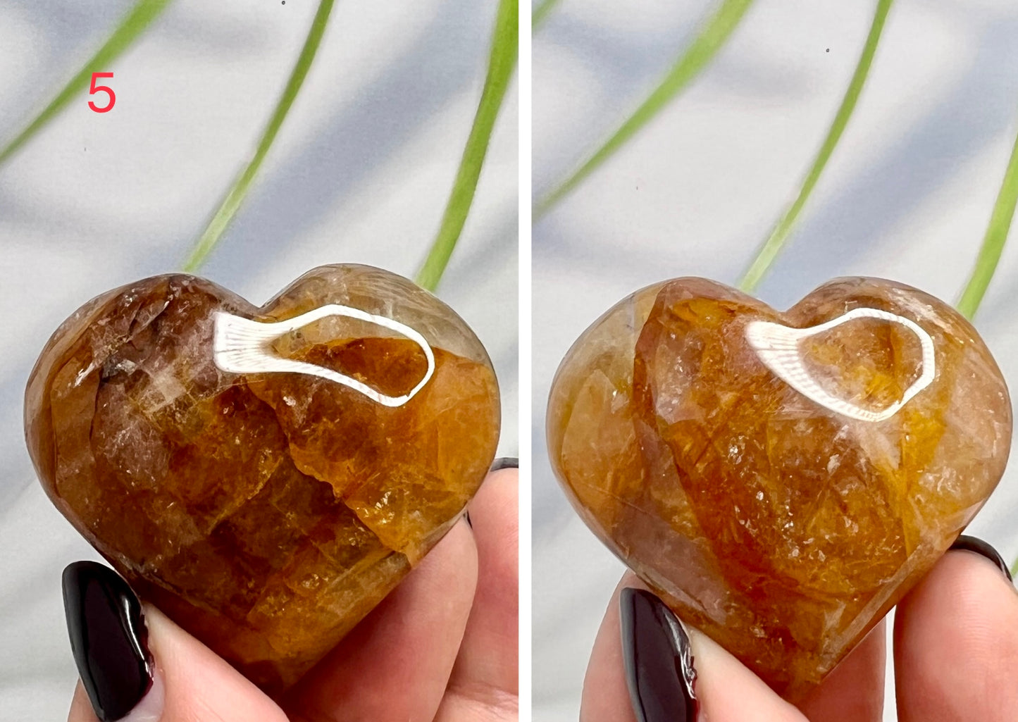 Golden Healer Quartz Hearts Crystal Carvings