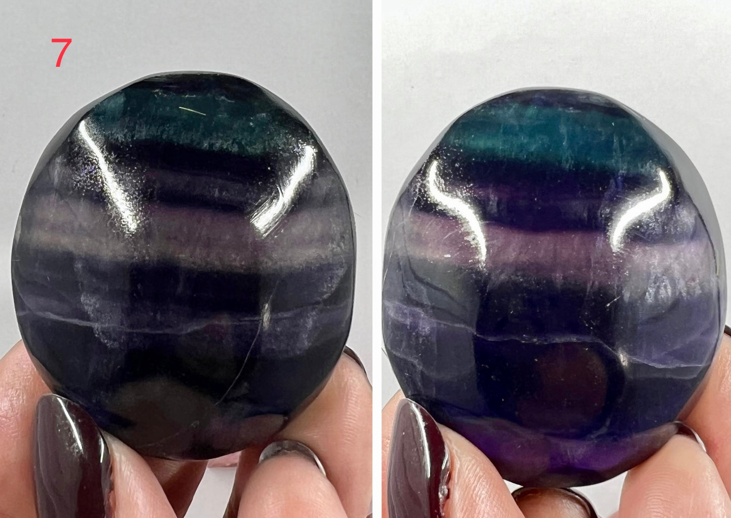 Rainbow Fluorite Palm Stone Crystal Healing Natural Worry Meditation Gemstone