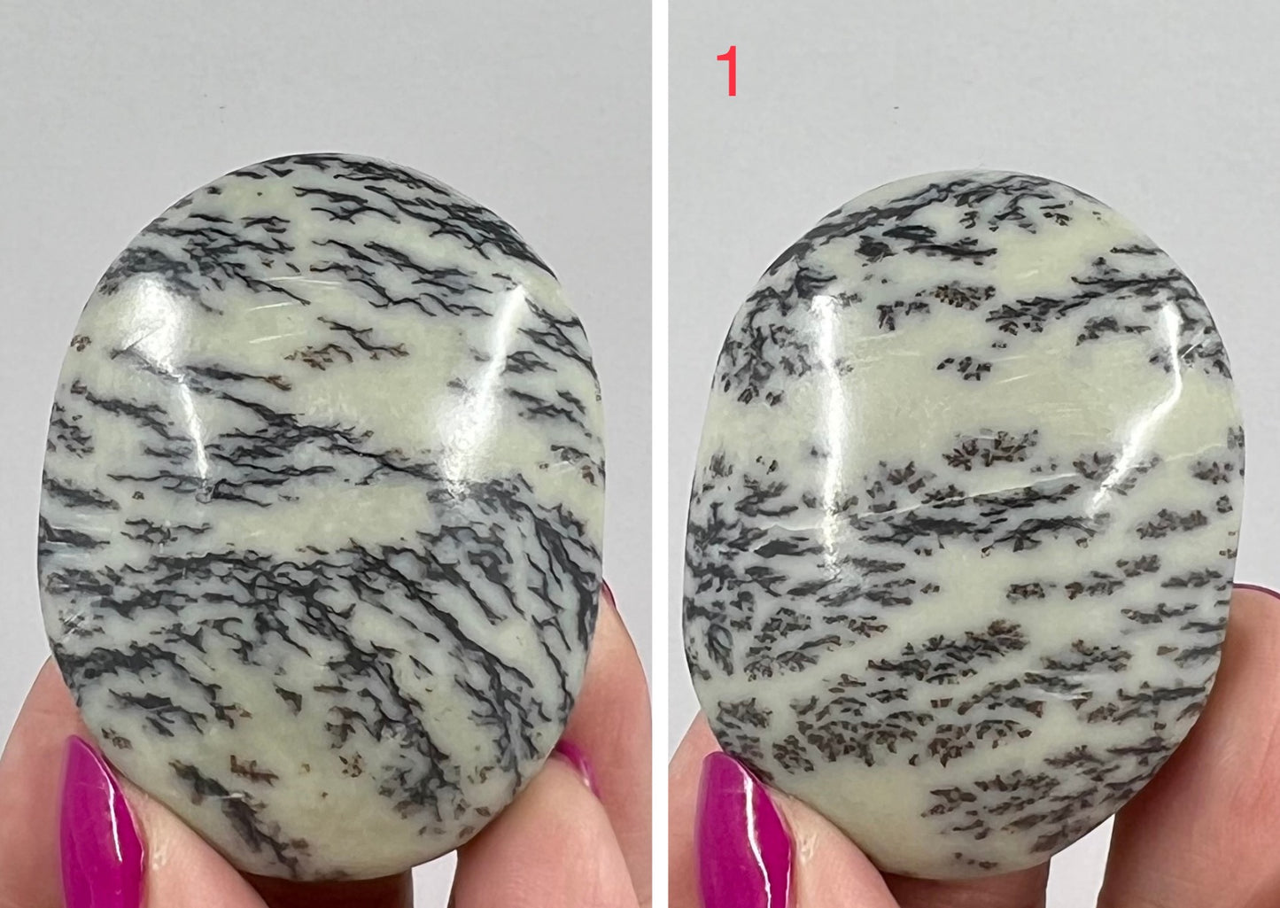 Dendritic Jasper Palm Stone Reiki Worry Natural Meditation Crystal